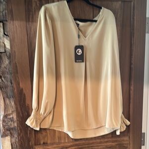 Gibson Latimer Cream Long Sleeve Relaxed Blouse